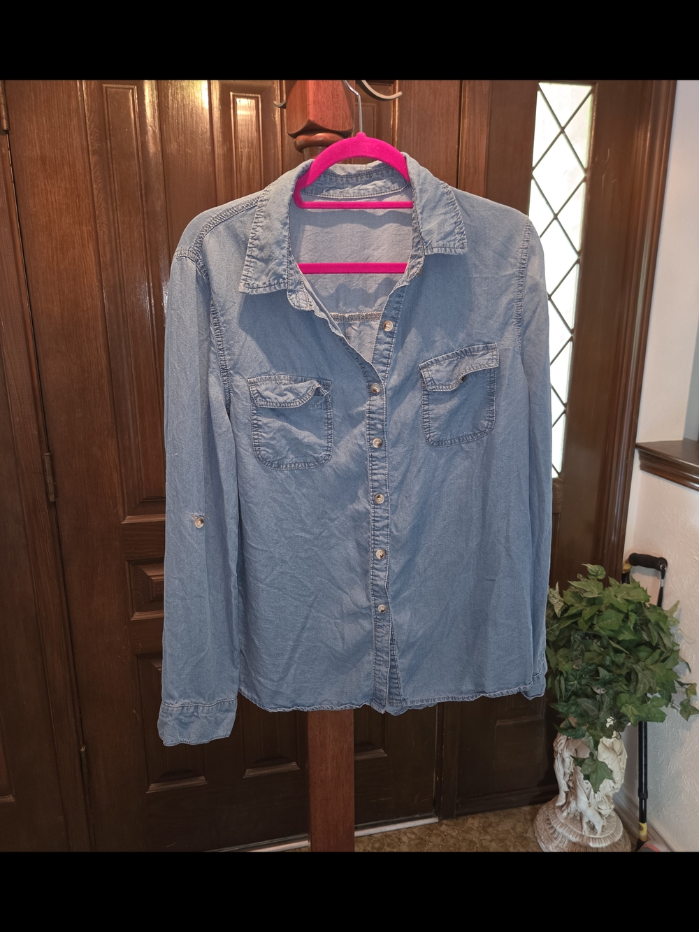 Light Blue Denim Button-Up Shirt